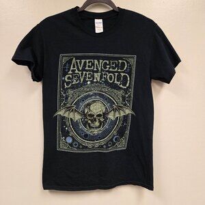 Avenged Sevenfold 2016 Black Death‎ Skull Bat Graphic Band T-Shirt By Gildan S